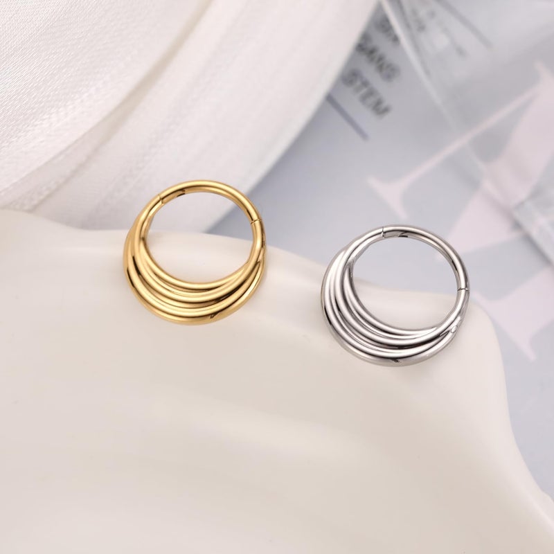 FUNLMO Store 316L Surgical Steel Septum Ring Nose Ring Hoop Hypoallergenic Daith Cartilage Conch Tragus Rook Earlobe Piercing Jewerly for Women Men - Image 4